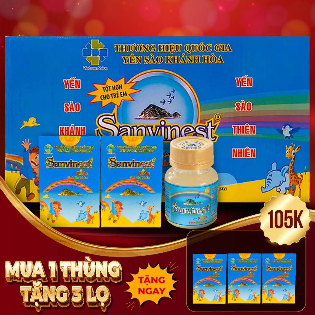 Thùng Nước Yến Sào Khánh Hòa Sanest Trẻ Em 60 Lọ x 62ml